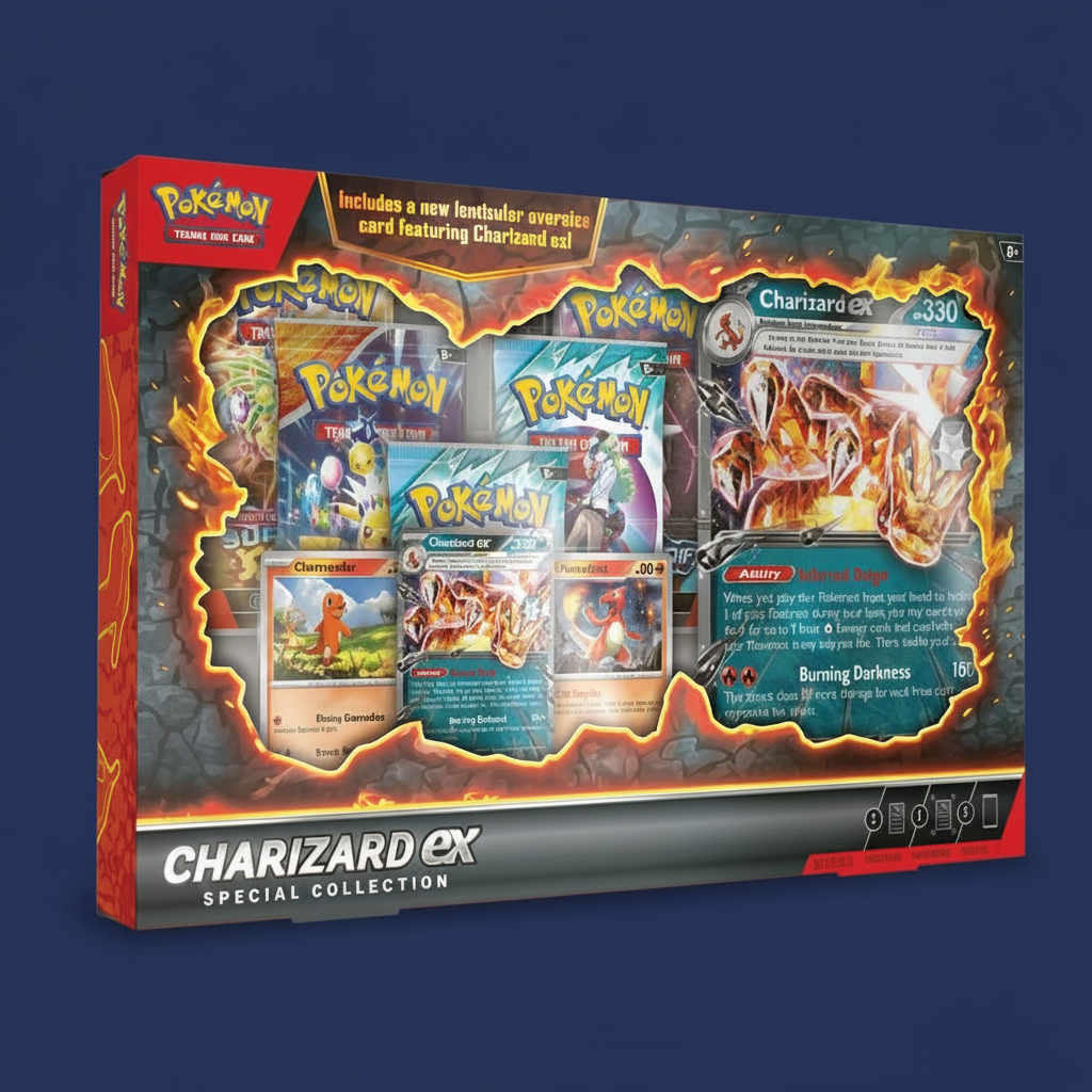 Charizard EX – egale navy blue achtergrond